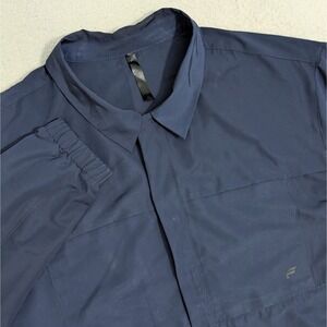 Fabletics Men The Outpost Jacket Blue XL Windbreaker Snap Button